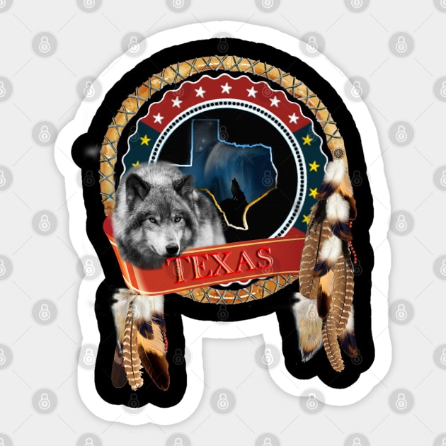 Grey wolf of Texas Sticker by Just Kidding by Nadine May